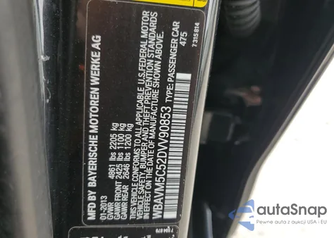 2013 BMW X1 xDrive35I z USA, uszkodzony, nr VIN WBAVM5C52DVV90853